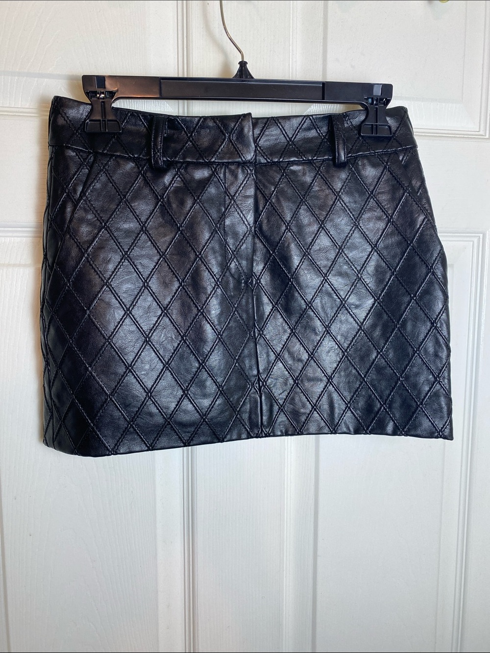Amanda Uprichard Black Quilted Faux Leather Mini Skirt Size XS